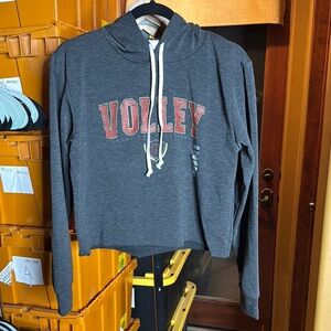 Lucky Dog Charcoal Gray Volley Volleyball Hoodie Sweatshirt Size Medium